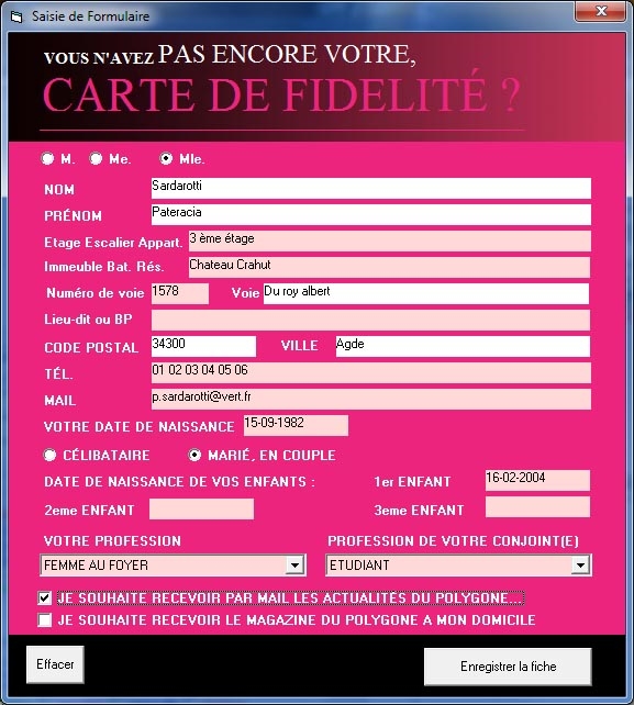 Carte de fidélité