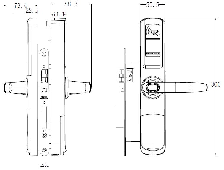 Dimensions serrure électronique Micro BE